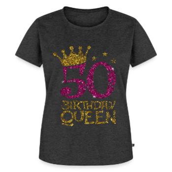50 Birthday Queen 50.Geburtstag Königin 50 Jahre - Frauen Premium Bio T-Shirt - Anthrazit meliert - Vorne - Selfina (174cm)