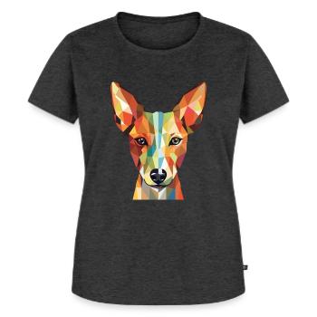 Portugiesische Podengo-Hunderasse buntes Aquarell - Frauen Premium Bio T-Shirt - Anthrazit meliert - Vorne - Selfina (174cm)