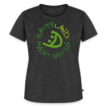 SAUERLAND MACHT LUSTIG - Frauen Premium Bio T-Shirt - Anthrazit meliert - Vorne - Selfina (174cm)