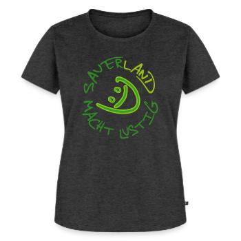 SAUERLAND MACHT LUSTIG - Frauen Premium Bio T-Shirt - Anthrazit meliert - Vorne - Selfina (174cm)