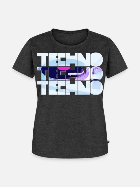 Techno Neon Grid Design - Frauen Premium Bio T-Shirt - Anthrazit meliert