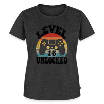 16 Birthday gift Funny 16th birthday Present - Frauen Premium Bio T-Shirt - Anthrazit meliert - Vorne - Selfina (174cm)
