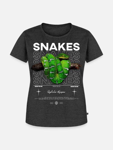 Smaragdbaum-Boa-Schlangenhüter Reptilienhüter - Frauen Premium Bio T-Shirt - Anthrazit meliert
