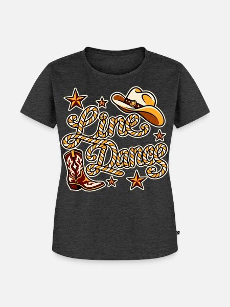 Line Dance Western Motiv - Frauen Premium Bio T-Shirt - Anthrazit meliert