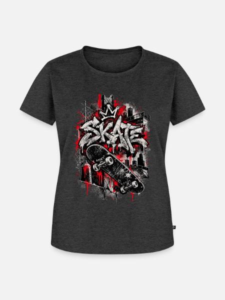 Skate – Concrete Rebels Graffiti-Kunst - Frauen Premium Bio T-Shirt - Anthrazit meliert