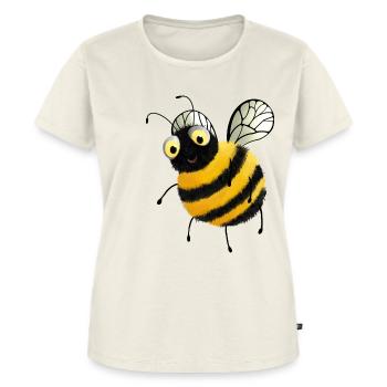 Flauschige Comic Biene mit Kulleraugen - Frauen Premium Bio T-Shirt - Naturweiß - Vorne - AI Model Female 172 dark (172cm)
