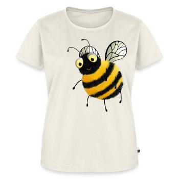 Flauschige Comic Biene mit Kulleraugen - Frauen Premium Bio T-Shirt - Naturweiß - Vorne - AI Model Female 172 dark (172cm)