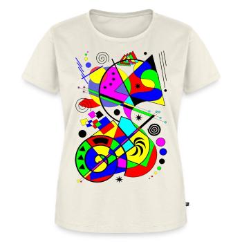 abstrakte Kunst bunte Muster bunte Farben Formen - Frauen Premium Bio T-Shirt - Naturweiß - Vorne - AI Model Female 172 dark (172cm)