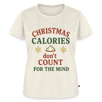 Weihnachten Kalorien Spruch Lustig - Frauen Premium Bio T-Shirt - Naturweiß - Vorne - AI Model Female 172 dark (172cm)