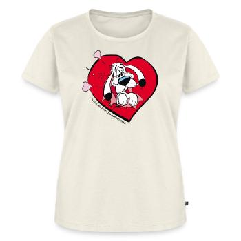 Asterix & Obelix - Idefix Mit Herz - Frauen Premium Bio T-Shirt - Naturweiß - Vorne - AI Model Female 172 dark (172cm)
