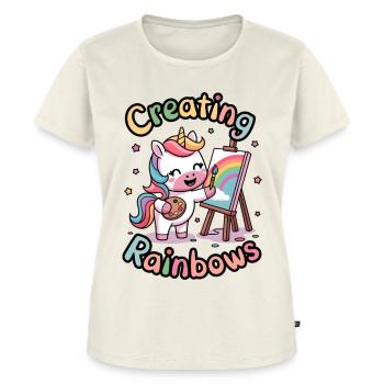 Erstellen von Regenbögen - Frauen Premium Bio T-Shirt - Naturweiß - Vorne - AI Model Female 172 dark (172cm)
