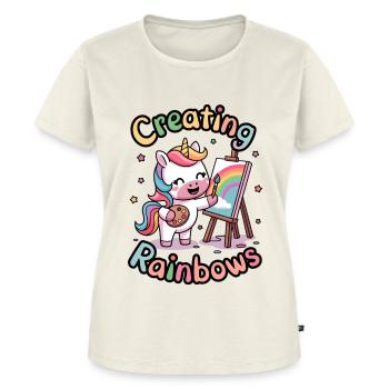 Erstellen von Regenbögen - Frauen Premium Bio T-Shirt - Naturweiß - Vorne - AI Model Female 172 dark (172cm)