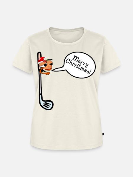 Frohe Weihnachten Golf - Frauen Premium Bio T-Shirt - Naturweiß