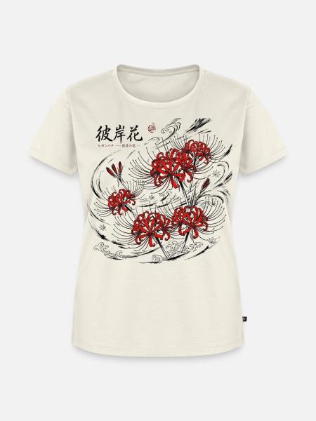 Japanische Black Red Lily - Frauen Premium Bio T-Shirt - Naturweiß