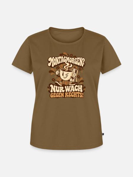 Kaffee Kaffeeliebhaber gegen Rechts - Frauen Premium Bio T-Shirt - Nussbraun
