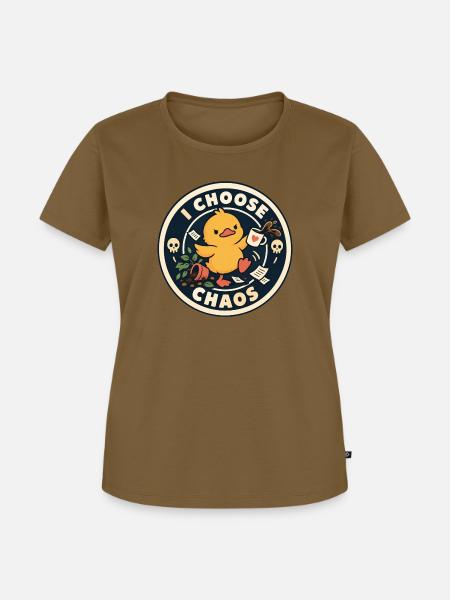 I Choose Chaos Duck Badge - Frauen Premium Bio T-Shirt - Nussbraun