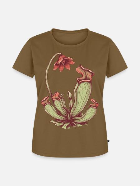 Karnivoren Pitcherpflanze - Botanische Kunst - Frauen Premium Bio T-Shirt - Nussbraun