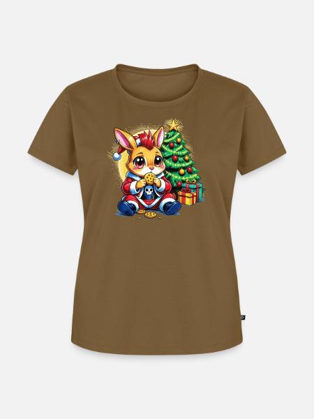 Weihnachtsbunny mit Keksen - Frauen Premium Bio T-Shirt - Nussbraun