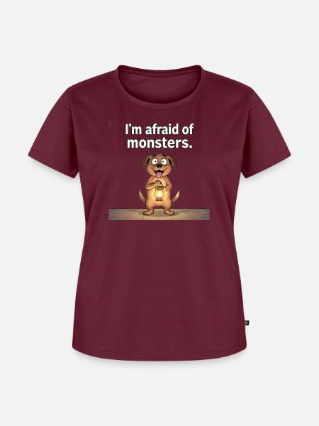 Tapferer Hund gegen Monster - Frauen Premium Bio T-Shirt - Burgunderrot