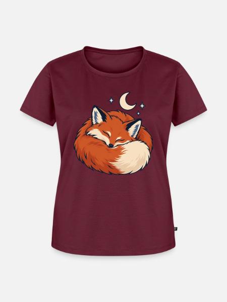 Schlafender Fuchs Sternennacht - Frauen Premium Bio T-Shirt - Burgunderrot