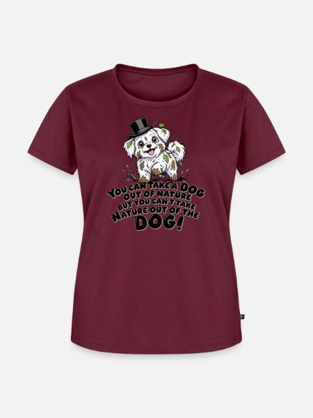Naturhund Hut Spruch - Frauen Premium Bio T-Shirt - Burgunderrot