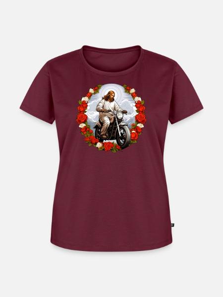 Motorrad Jesus - Frauen Premium Bio T-Shirt - Burgunderrot