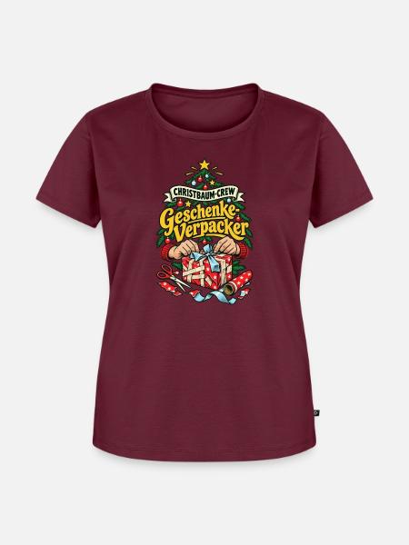 Christbaum-Crew Geschenke-Verpacker - Frauen Premium Bio T-Shirt - Burgunderrot