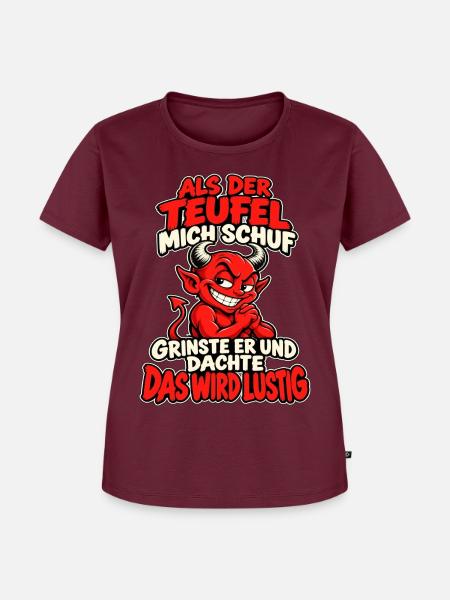 Teufel mit frechem Spruch - Frauen Premium Bio T-Shirt - Burgunderrot