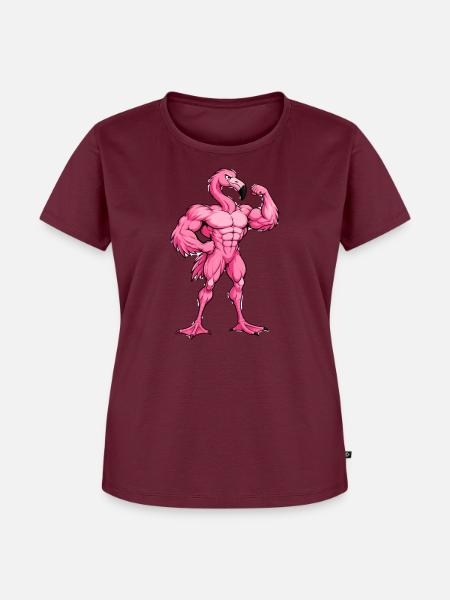 Pink Flamingo Fitness - Frauen Premium Bio T-Shirt - Burgunderrot