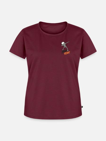 Halloween Skelett Boo yeah  - Frauen Premium Bio T-Shirt - Burgunderrot