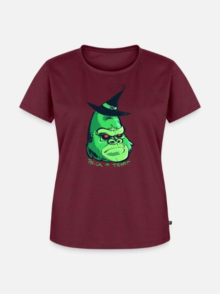 Halloween-Zombie-Gorilla - Frauen Premium Bio T-Shirt - Burgunderrot