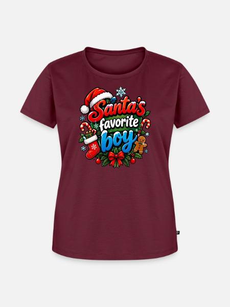 Santa's Lieblingsboy - Frauen Premium Bio T-Shirt - Burgunderrot
