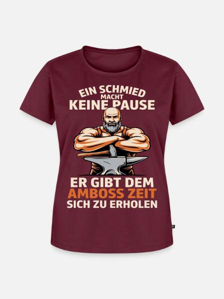 Schmiedekraft am Amboss - Frauen Premium Bio T-Shirt - Burgunderrot