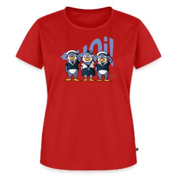 Ahoi Pinguine - Frauen Premium Bio T-Shirt - Rot - Vorne - AI Model Female 172 dark (172cm)