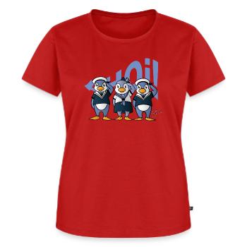 Ahoi Pinguine - Frauen Premium Bio T-Shirt - Rot - Vorne - AI Model Female 172 dark (172cm)