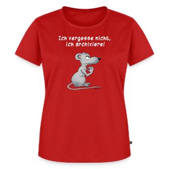 Ich vergesse nicht, ich archiviere - Frauen Premium Bio T-Shirt - Rot - Vorne - AI Model Female 172 dark (172cm)