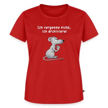 Ich vergesse nicht, ich archiviere - Frauen Premium Bio T-Shirt - Rot - Vorne - AI Model Female 172 dark (172cm)