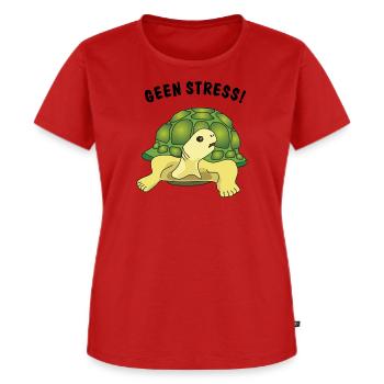 geen stress - Frauen Premium Bio T-Shirt - Rot - Vorne - AI Model Female 172 dark (172cm)
