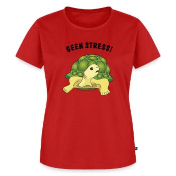 geen stress - Frauen Premium Bio T-Shirt - Rot - Vorne - AI Model Female 172 dark (172cm)