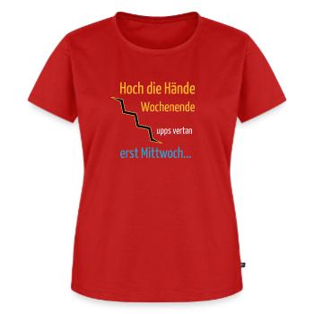 Hoch die Hände Wochenende - Frauen Premium Bio T-Shirt - Rot - Vorne - AI Model Female 172 dark (172cm)