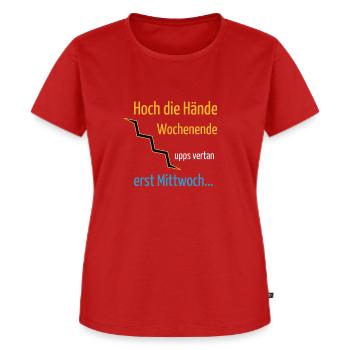Hoch die Hände Wochenende - Frauen Premium Bio T-Shirt - Rot - Vorne - AI Model Female 172 dark (172cm)