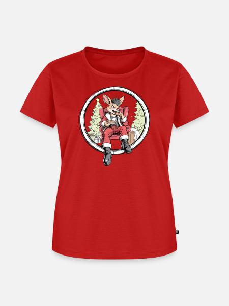Häschen-Santa im Weihnachtskreis - Frauen Premium Bio T-Shirt - Rot