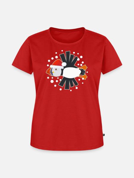 Weihnachts-Puffin - Frauen Premium Bio T-Shirt - Rot