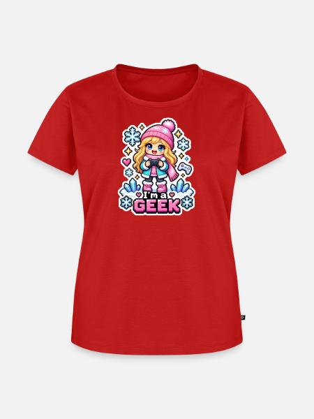 ICH BIN EIN NERD - Kawaii Wintermädchen - Frauen Premium Bio T-Shirt - Rot