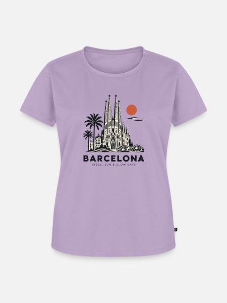Sagrada Familia Barcelona Skyline - Frauen Premium Bio T-Shirt - Lavendel
