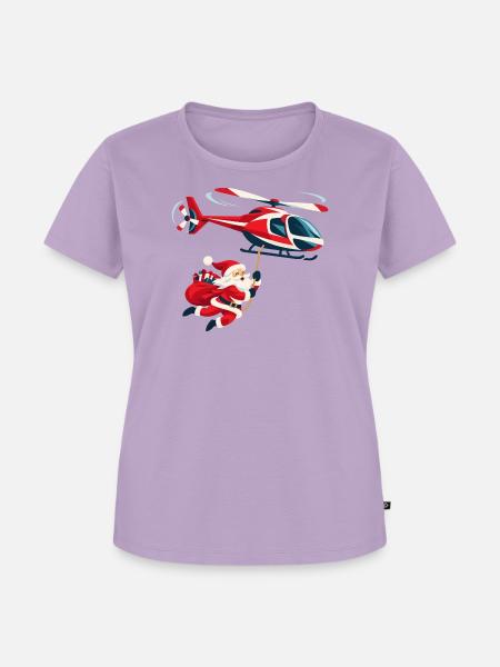 Weihnachtsmann am Hubschrauber - Frauen Premium Bio T-Shirt - Lavendel