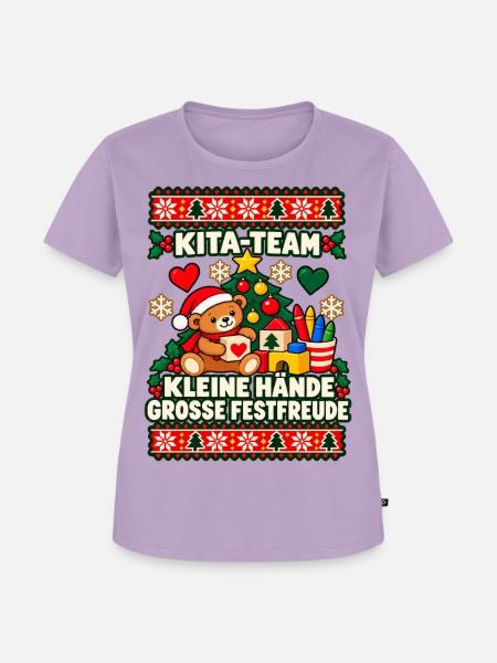 Kita-Team - Kleine Hände, große Festfreude - Frauen Premium Bio T-Shirt - Lavendel