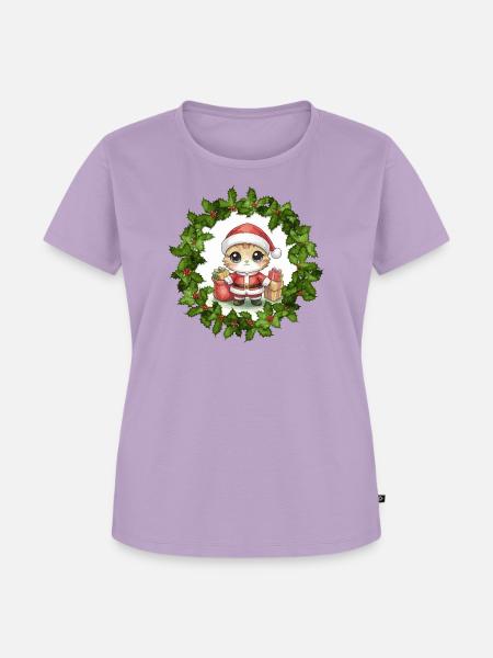 Weihnachtskätzchen im Kranz - Frauen Premium Bio T-Shirt - Lavendel