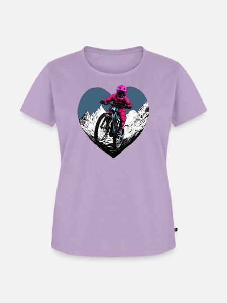 Love Bike / Mountainbiker Herz - Frauen Premium Bio T-Shirt - Lavendel