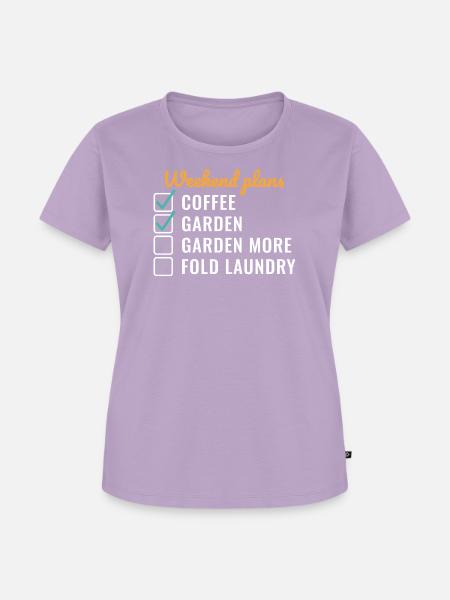 Wochenendpläne Kaffeegarten Mehr - Frauen Premium Bio T-Shirt - Lavendel